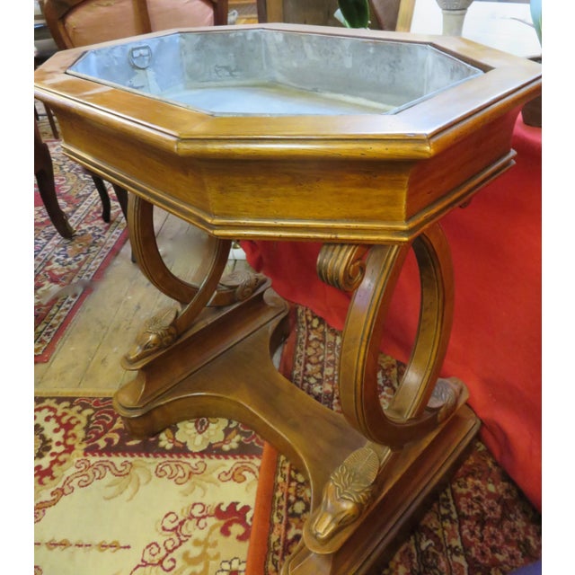 Brown Empire Walnut & Zinc Planter, 1980s For Sale - Image 8 of 12