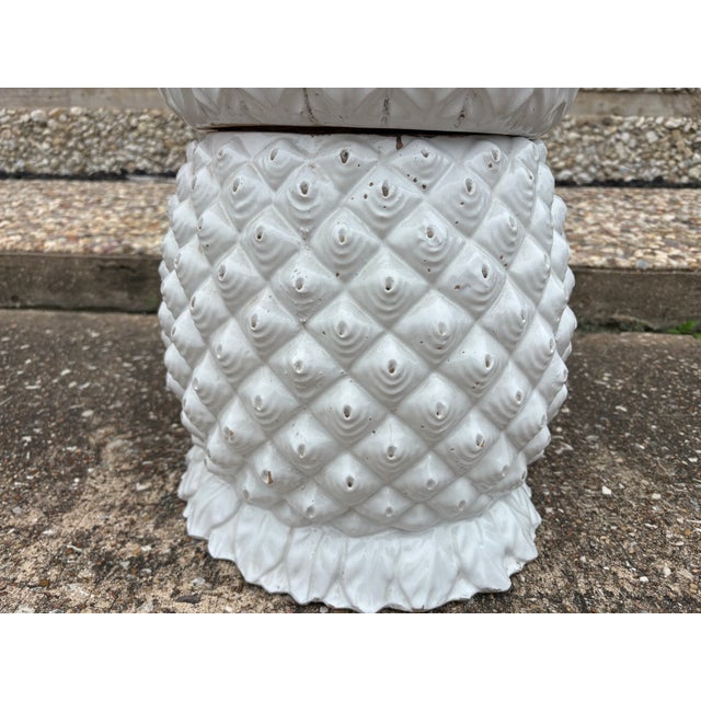 Ceramic 1970s Italian Glazed Terracotta Pineapple Garden Seat or Table For Sale - Image 7 of 12