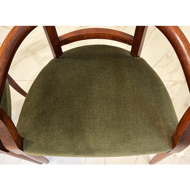 Brown Petite Scale Mid-Century Italian Walnut Horseshoe Rail Back Armchairs - A Pair For Sale - Image 8 of 18