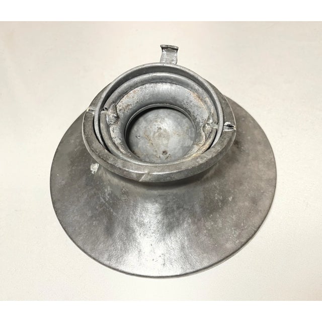 Rare Antique 18th Century 1700s Handmade French Pewter Desk Inkwell Jar Gimbal For Sale - Image 4 of 13