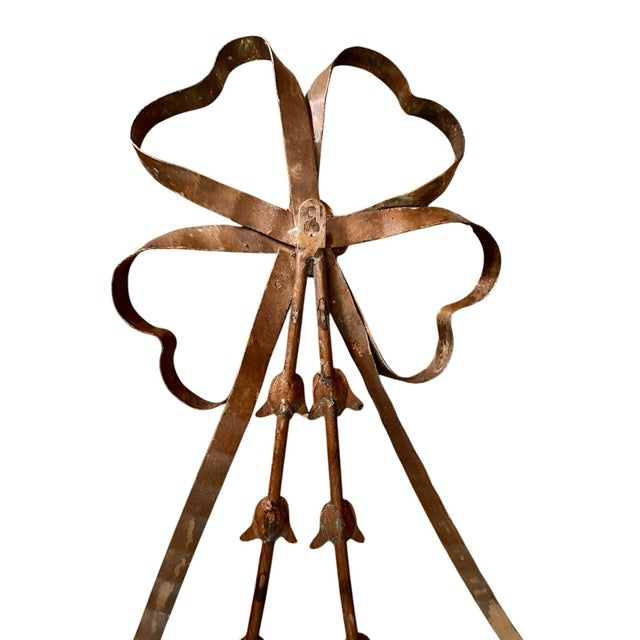 Metal Vintage Large Gilt Tole French Neoclassical Bow & Ribbon Bellflower Swag Double Candle Sconce / Holder For Sale - Image 7 of 7