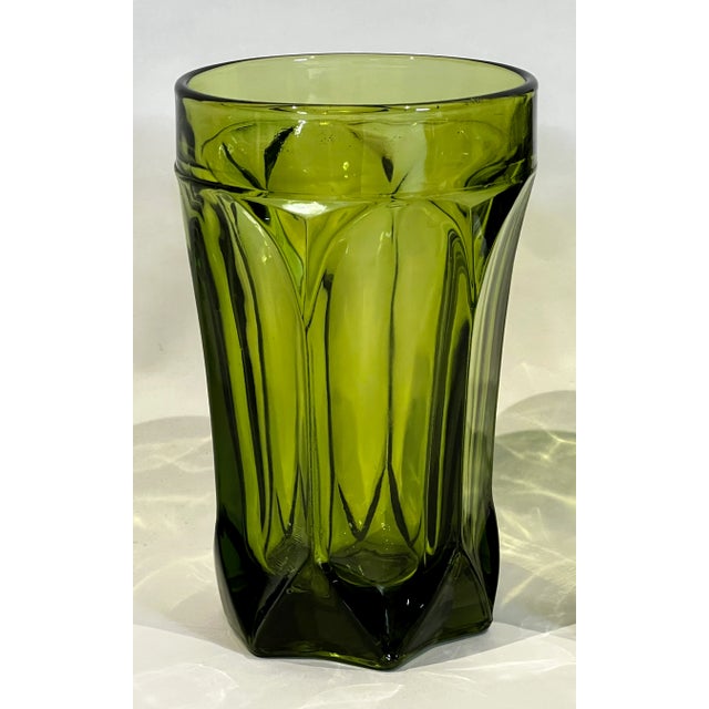 Mid-Century Modern Vintage Anchor Hocking Fairfield Avocado Green Tumblers - Set of 3 For Sale - Image 3 of 5