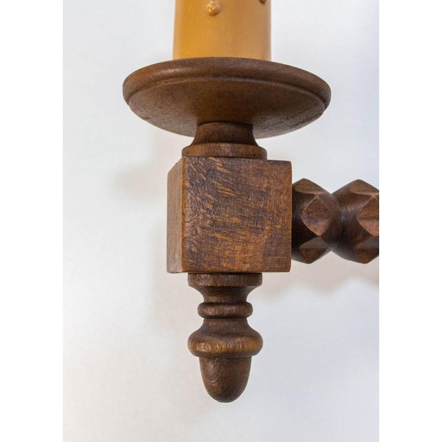 French Double Sconces in Beech, 1940, Set of 2 For Sale - Image 9 of 11