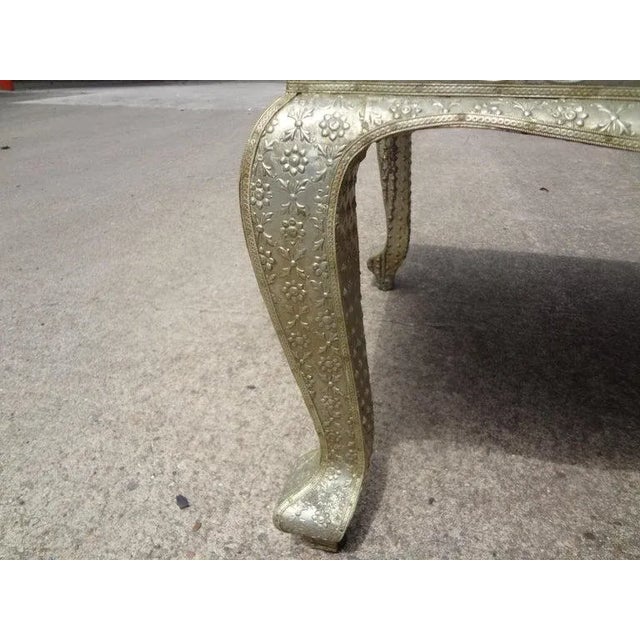 Vintage Anglo-Indian Silver Metal Clad Table For Sale - Image 6 of 8
