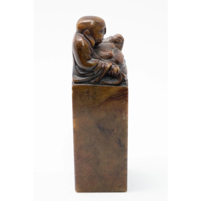 Stone Chinese Soapstone Chop Seal With Shoushan Buddha For Sale - Image 7 of 11