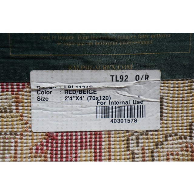 Beige Ralph Lauren Turkish Red Beige Cross Weave Rug Runner Carpet Mat 47" For Sale - Image 8 of 13