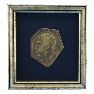 20th Century Gilded Bronze Plaque Sculpture with Bas-Relief Face of Benito Mussolini from Dux For Sale