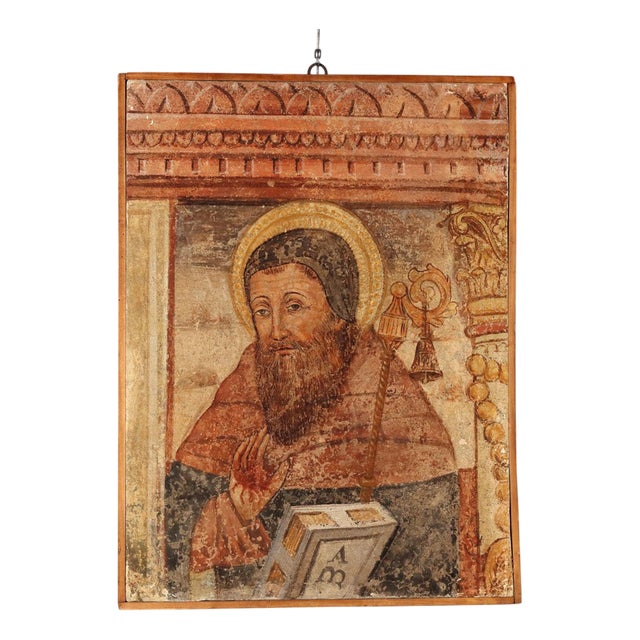 Imitation Fresco Fragment with Face of Saint Anthony the Abbot For Sale