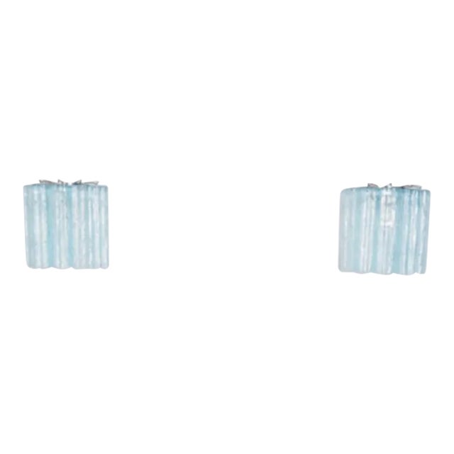 Pair of Murano Glasses Tube Wall Sconces 5 Blue Glass Tubes, Handmade in Murano For Sale