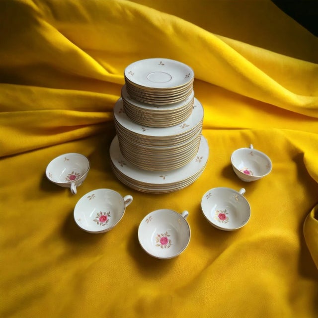 Gorgeous collection of plates! 1950s Lenox Elegant Dinning Bone China Rhodora Pattern Soft Cream Color & Embellished with...