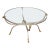 French Mid-Century Round Coffee or Low Table With Steel Base and Glass Top For Sale