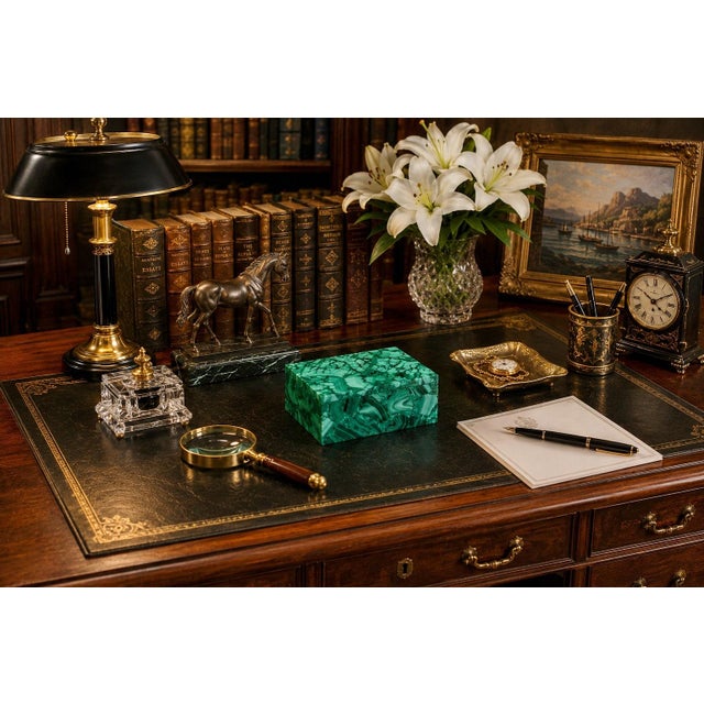 Natural Malachite Box Geological Scene For Sale - Image 11 of 11