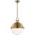 Metal Chapman & Myers for Visual Comfort Signature Adrian X-Large Globe Pendant in Antique-Burnished Brass with White Glass For Sale - Image 7 of 8