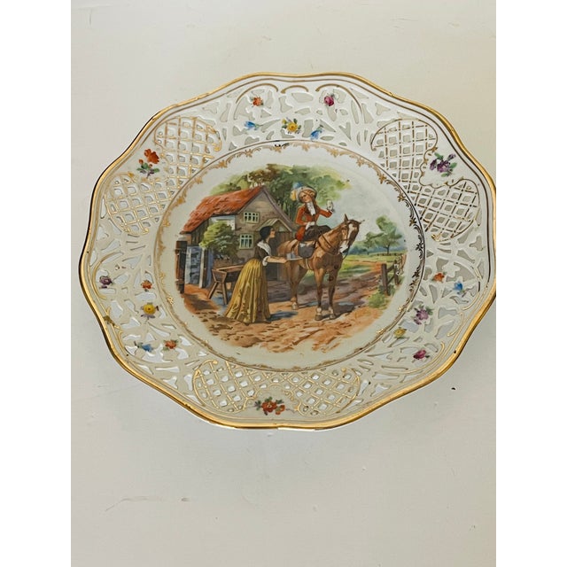 1940s 1940 Shumman Bavaria Reticulated Potcelain Equestrian Plates For Sale - Image 5 of 8