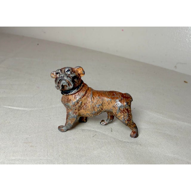 Antique Miniature Cold Painted Solid Lead Bulldog Dog Figure Statue Figurine For Sale - Image 4 of 9