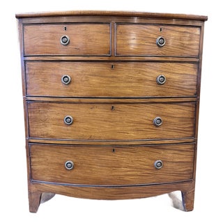 Antique Georgian Mahogany Bow Front Chest For Sale