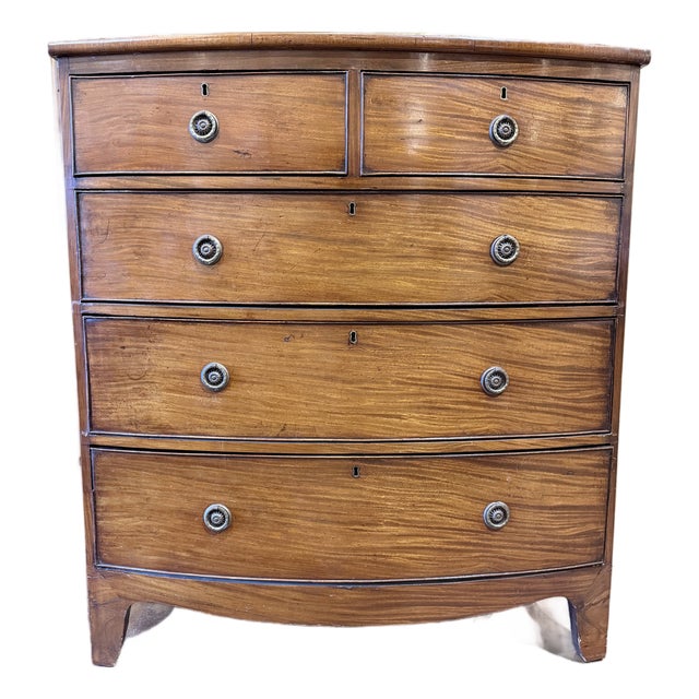Antique Georgian Mahogany Bow Front Chest For Sale