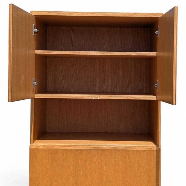 Wood Tall Bar Cabinet With Drop-Front Mirror, 1980s, Bauhaus Designs Canada For Sale - Image 7 of 18