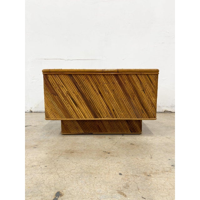 Boho Chic 1980s Petite Square Pencil Reed Coffee Table For Sale - Image 3 of 5