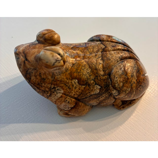 Gemstone Vintage Hand Carved Jasper Stone Frog Figurine For Sale - Image 7 of 7