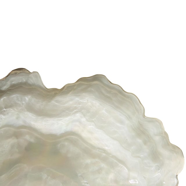 1970s Don Shepherd Style Iridescent Icescape Lettuce or Oyster Art Glass Centerpiece Bowl For Sale - Image 11 of 12