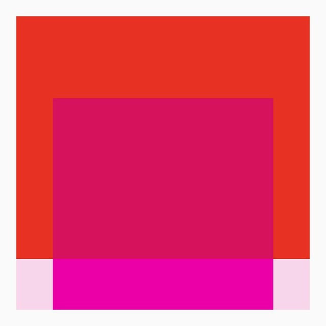 Contemporary The Interaction of Red and Deep Hot Pink on Light Pink Fine Art Print 25" X 30" by Liz Roache For Sale - Image 3 of 5