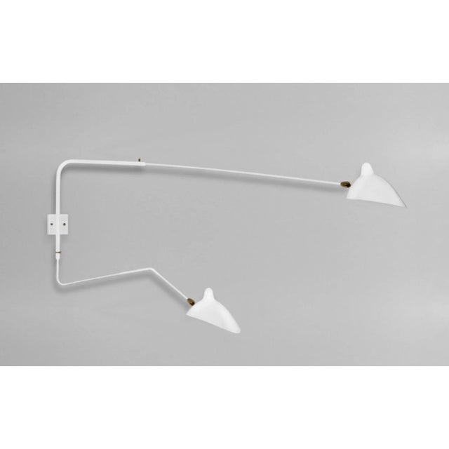 Not Yet Made - Made To Order Large Serge Mouille 'Appliqué Deux Bras Pivotants Un Courbe' Wall Lamp in White For Sale - Image 5 of 13