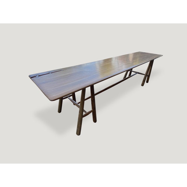 Wood Andrianna Shamaris Mid Century Style Couture Console Table For Sale - Image 7 of 18