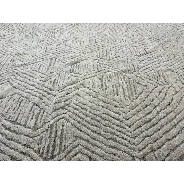 Rh Halima Hand-Knotted Wool Rug — 12' × 15' Marled Ivory / Latte | Undyed Wool | High-Low Texture For Sale - Image 9 of 18