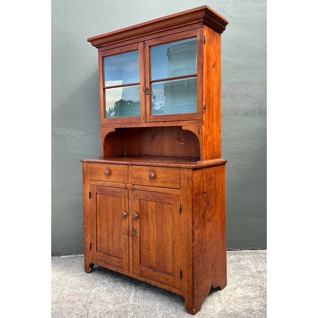 Early 20th Century Vintage Primitive Pine Hutch For Sale - Image 5 of 12