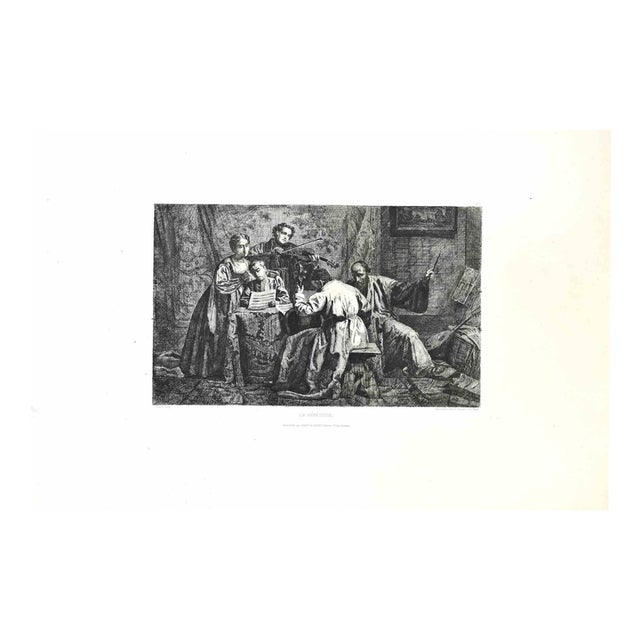 Edouard Moyse, La Répétition, Etching, 1870s For Sale