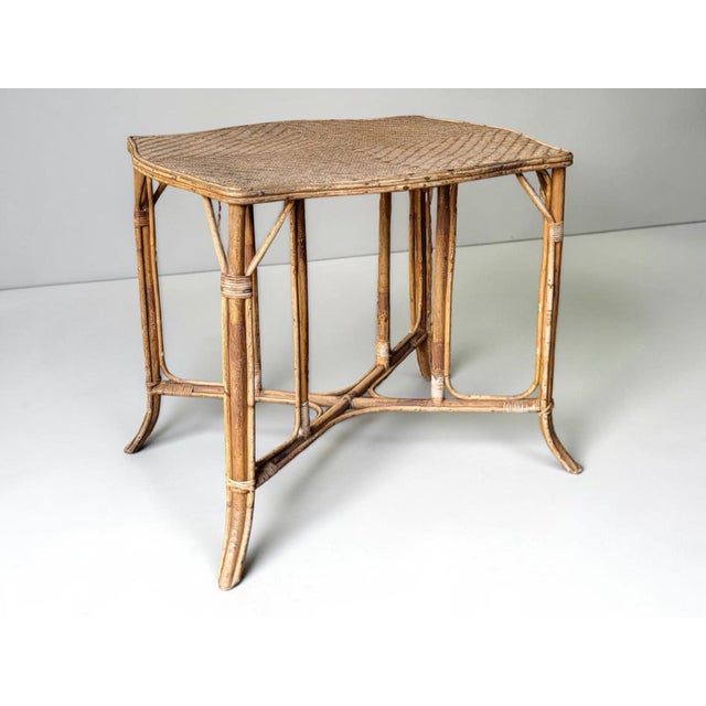 Wood Vintage Natural Rattan Table, 1960s For Sale - Image 7 of 7
