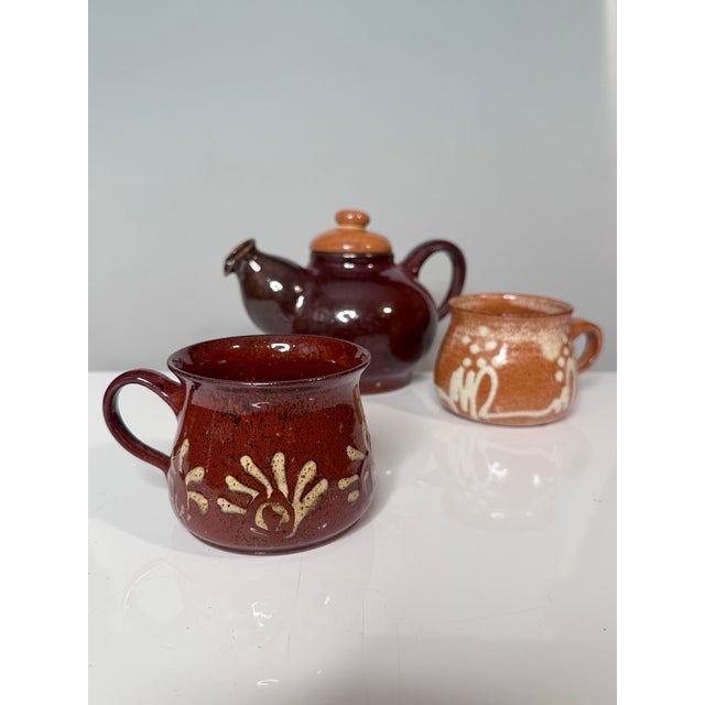 Handmade Ceramic Teapot and Cups from the Workshop of Helma Klett, Germany, 1980s, Set of 3 For Sale - Image 15 of 16