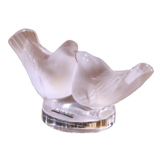 Lalique Crystal Double Dove Sculpture, Lalique Society of America 1993 For Sale