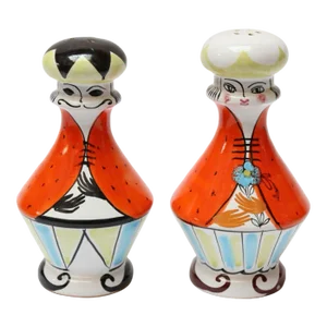 Mid-Century Italian Modern "King and Queen" Ceramic Salt and Pepper Shakers
