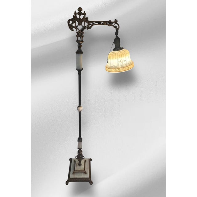 Art Nouveau 1930s Bold Floor Lamp With Five Onyx Pieces For Sale - Image 3 of 7