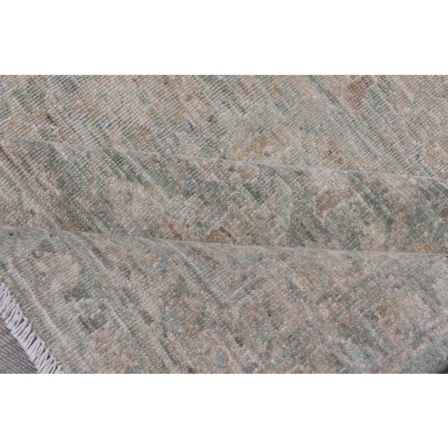 Modern Tabriz Design Rug by Keivan Woven Arts in Soft Green Tones 8'10 X 11'10 For Sale - Image 11 of 12