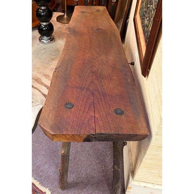 Mid-Century Modern Handcrafted Live Edge Wood Table or Bench For Sale - Image 3 of 12
