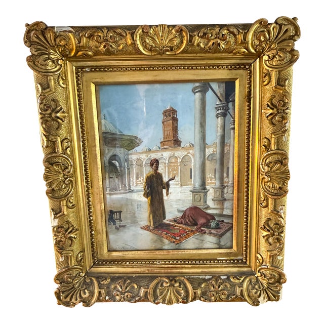 19th Century Prayer at the Muhammad Ali Mosque, Cairo by Alphons Leopold Mielich For Sale