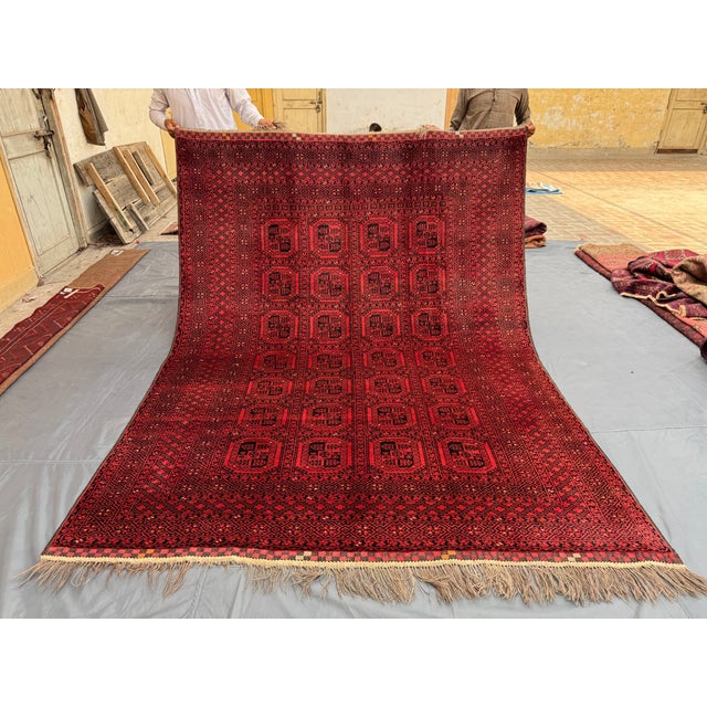 Red Vintage Turkmen Tekke Ersari Red Hand-Knotted Wool Rug For Sale - Image 8 of 11