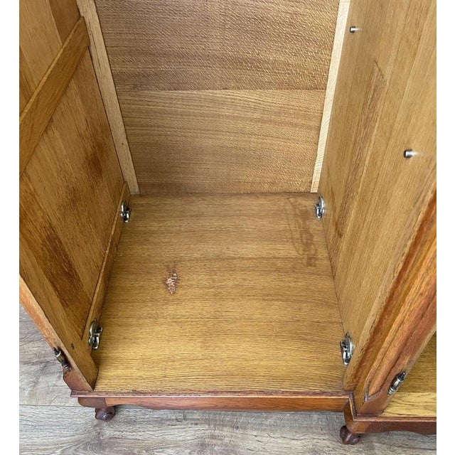 Vintage French Louis XVI Style Carved Oak 4-Door Wardrobe For Sale - Image 12 of 15