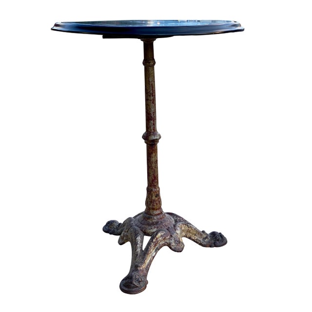 Mid-Century Modern Cast Iron and Ebonized Wood Pub Table For Sale - Image 3 of 9