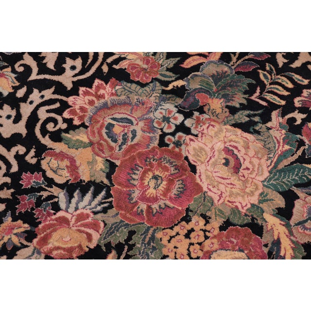 Elegant Botanical Akbar Pak-Persian Black/Black Wool Rug - 9'2'' X 12'5'' For Sale In New York - Image 6 of 9