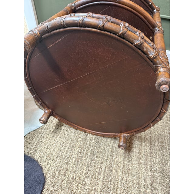 Vintage Rattan Three Tiered Round Side Table or Bar Cart in the Style of McGuire, 1980’s For Sale - Image 9 of 9