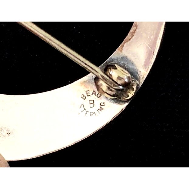 Mid-Century Modern 1970s Beau Sterling Modernist Circle Swirl Pin / Brooch For Sale - Image 3 of 9