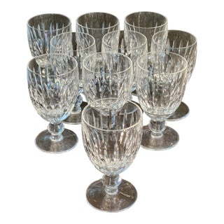 1960s Discontinued Waterford Maureen Cut Crystal Claret Wine Stemware- Set of 10 For Sale