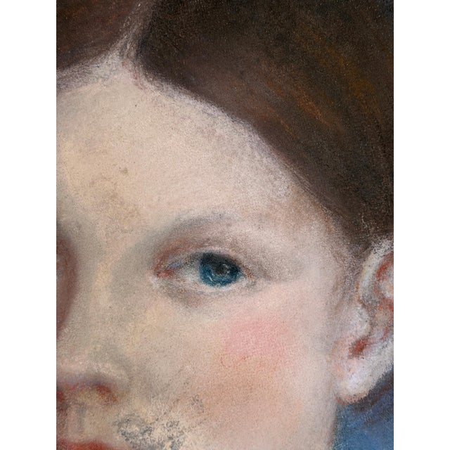 Oval Portrait of a Young Girl with Flowers, 1800s, Pastel Artwork For Sale - Image 6 of 18