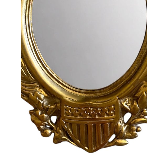 1960s Vintage Federal Style Colonial Revival Brass Eagle Wall Mirror For Sale - Image 5 of 6