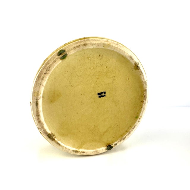 Vintage Japanese Majolica Fruit & Basket Weave Biscuit Jar With Rattan Handle For Sale - Image 13 of 13