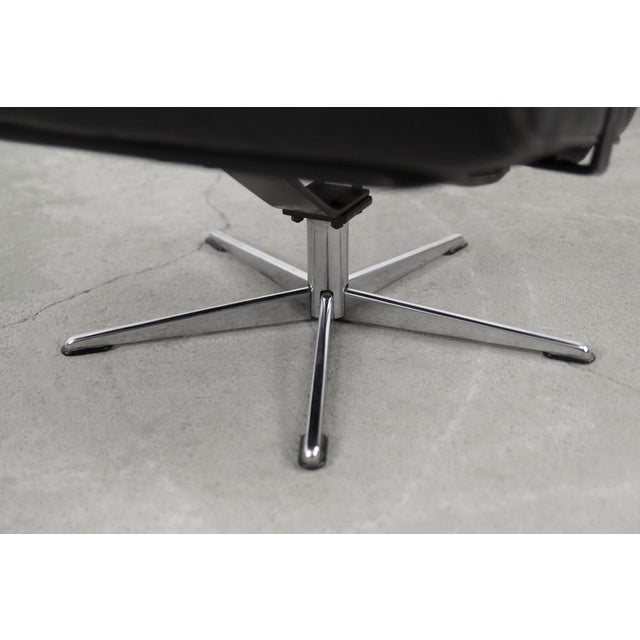 Black Vintage German Swivel Leather Easy Chair, 1960s For Sale - Image 8 of 11